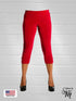 Capri Length soft women's Legging. Three button trim at the leg opening emcees the look - P001